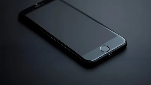 Modern Smartphone Display Against Textured Dark Surface.