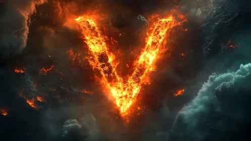 V-Shaped Inferno: Cataclysmic Fire Carved Into Sky.