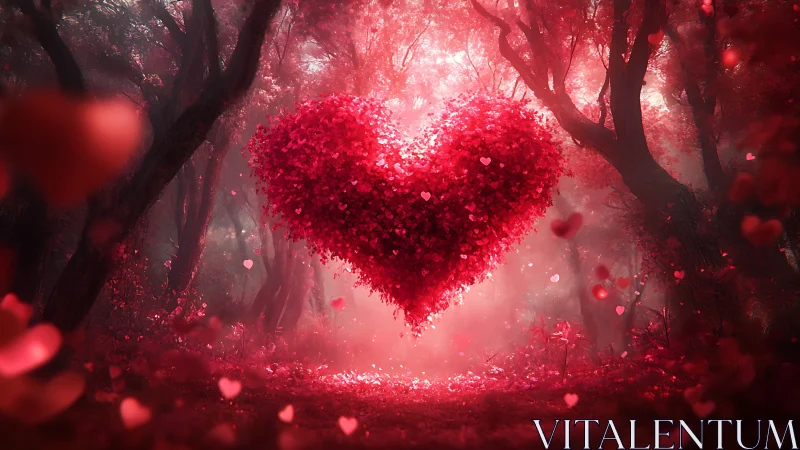 Heart-Shaped Particle Formation in Forest Landscape.