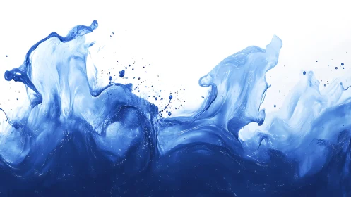 Abstract Splash of Blue Water on White Background, Digital Art.