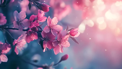 Pink Petals Dance Through Luminous Dream
