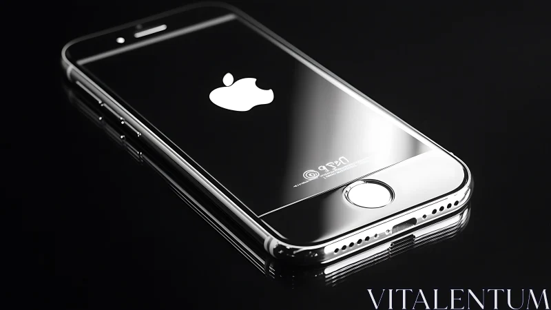 Luminous iPhone Glowing Against Darkness with Ethereal Apple Logo.