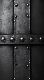 Weathered metal door with bold rivets and quiet strength.