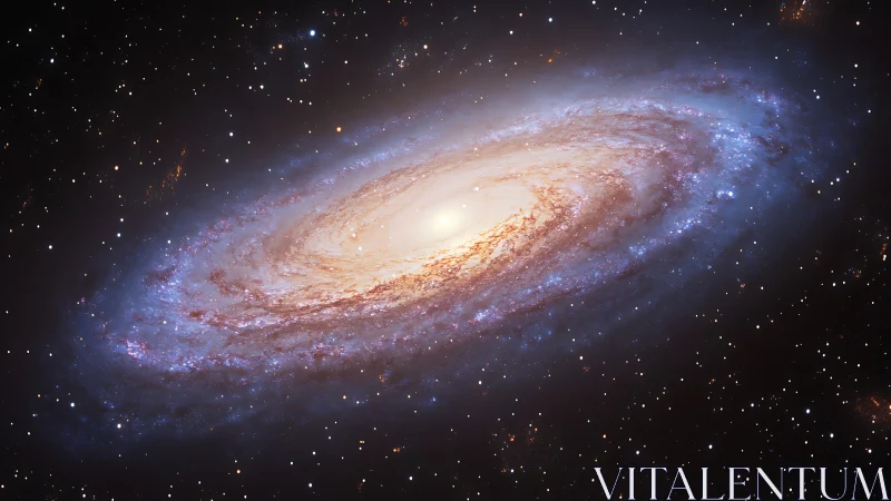 Spiral galaxy with bright central bulge in deep space field.