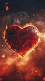Blazing Passion: Soccer Ball Engulfed in Fiery Energy.