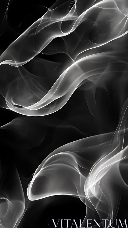 Ethereal white smoke trails drift across deep black void.