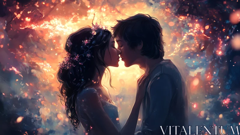 Luminous Collision: Where Hearts Kiss Through Flame.