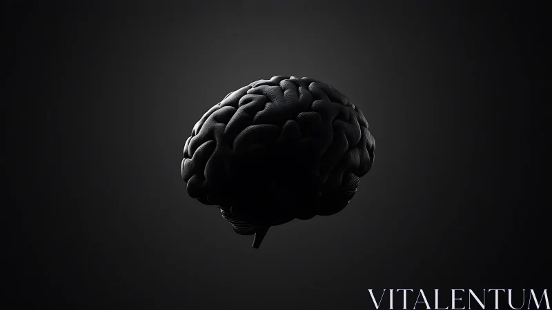 Midnight mindscape: obsidian brain in cinematic shadow.