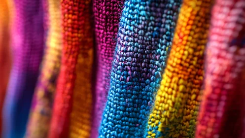 Chromatic woven waves dancing in rich, tactile close-up.