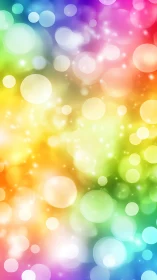 Iridescent bokeh orbs over luminous rainbow gradient field.