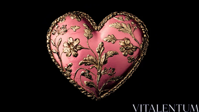 Golden Blossoms Dance Through Romantic Pink Heart