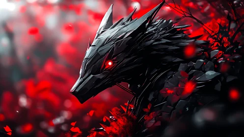 Stylized angular wolf head constructed from dark shards