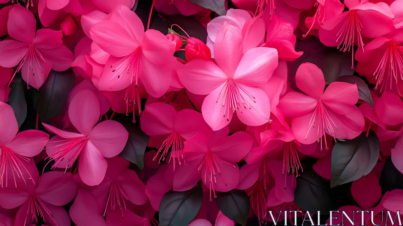 Dense Pink Rhododendron Cluster with Dark Foliage
