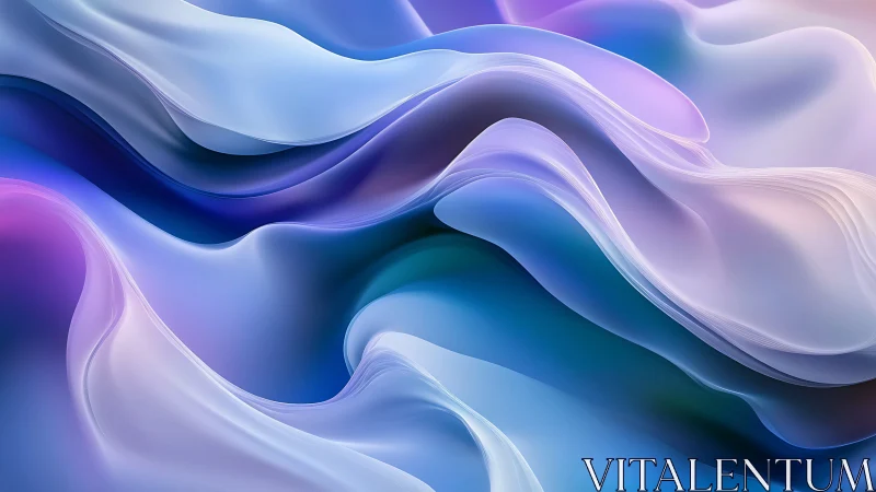 Layered iridescent waves form fluid abstract chromatic landscape