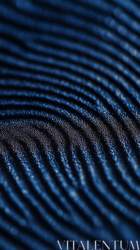 Macro fingerprint ridges in dramatic blue low-key light.