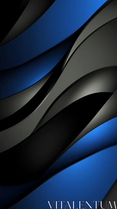 Parametric blue and black ribbon surfaces in layered curvature.