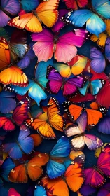 Butterflies form dense overlapping cluster in vivid colors