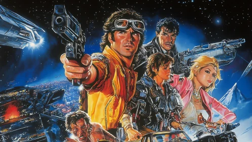 Retro space rogues racing through a neon-soaked galaxy.