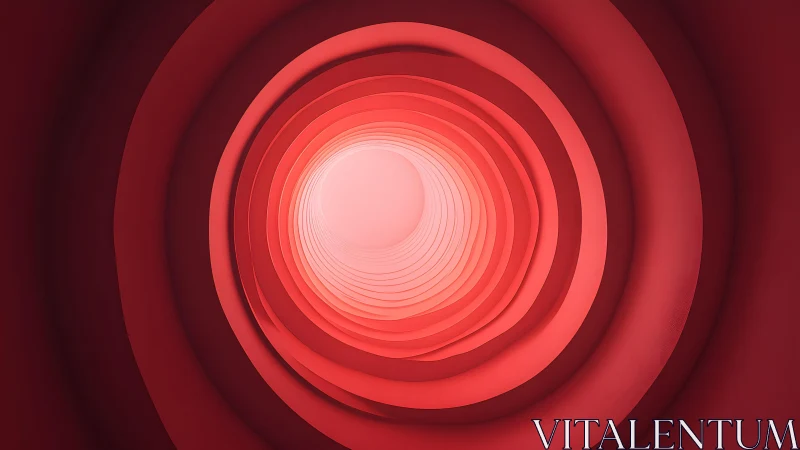 Abstract red tunnel with layered rings and glowing center.