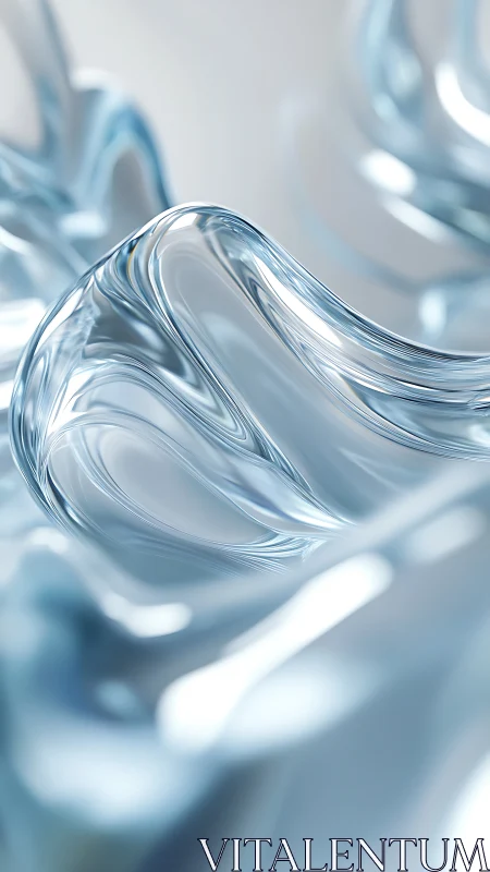 Liquid crystal wave forms in luminous silver-blue glass.
