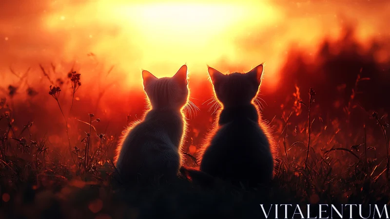 Two Silhouettes Gaze Into the Burning Horizon.