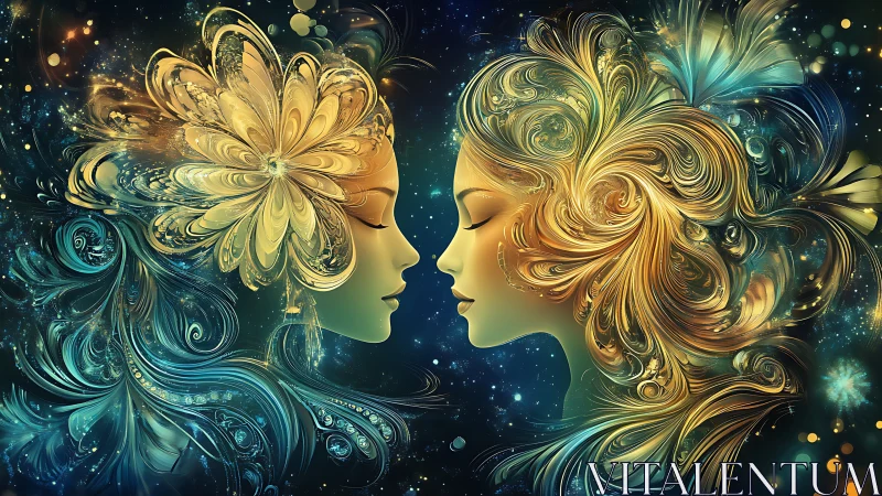 Twin Luminescence: Soul Profiles in Ornamental Reverie.