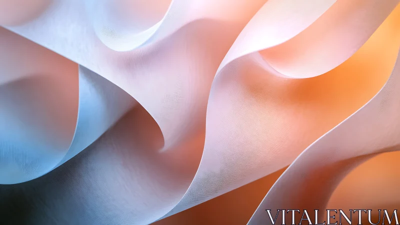 Flowing translucent ribbons curve across warm cool light