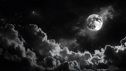 Gentle moonlight drifting above deep, whispering clouds.