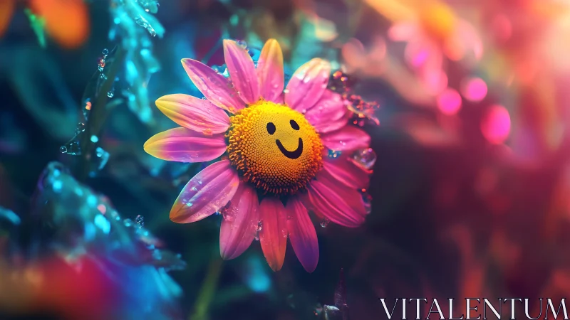 Happy Flower Blooming With Joy in Vibrant Colors.