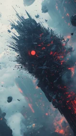 Colossal infernal monolith with glowing red core ascends.