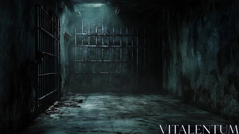 Moonlit rust drips down the forgotten prison corridor