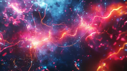 Neon stormfront of cosmic currents and electric stardust.