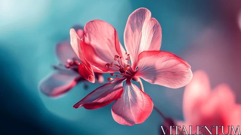 Petals Kissed by Turquoise Light—Translucent Bloom Glows.