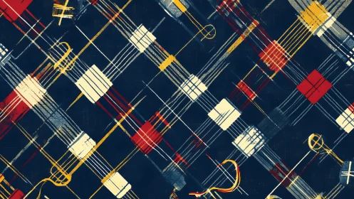 Geometric diagonal grid with multicolored intersecting lines.