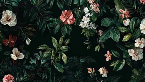 Midnight Garden Blooms Dance Across Verdant Canvas