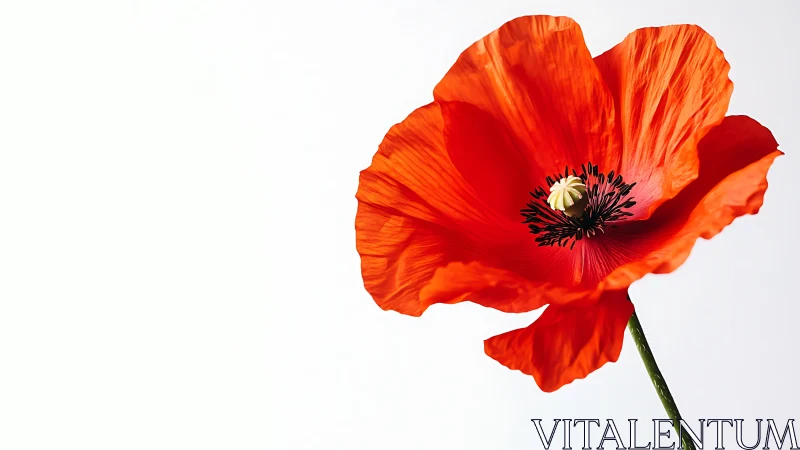 Macro Photography Analysis: Single Red Poppy with Detailed Stamen Structure