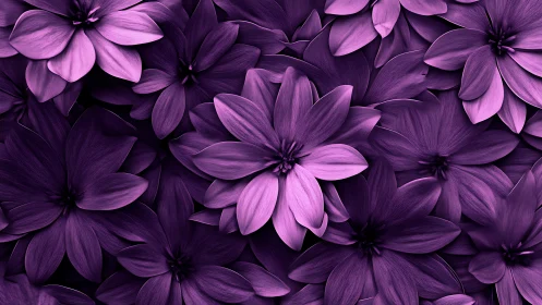 Volumetric purple florals rendered with depth mapping and petal surface detail definition