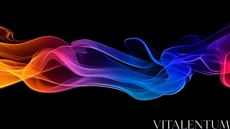 Chromatic light waves flowing across deep black background.