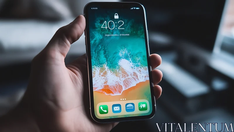 Beach-Bound Phone Glows With Turquoise Wave Wallpaper Magic