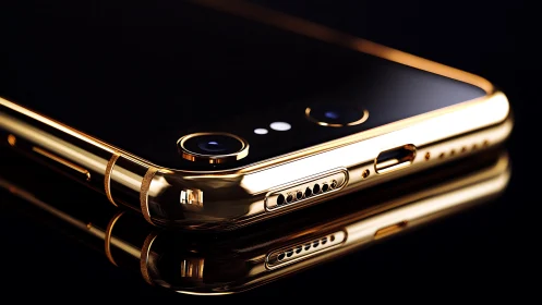 Gold smartphone edge closeup highlights luxury finish