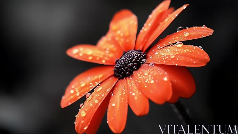 Gerbera Daisy with Hydrophobic Droplet Deposition.