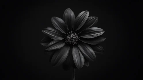 Monochrome Daisy Against Black. Graphite Study.