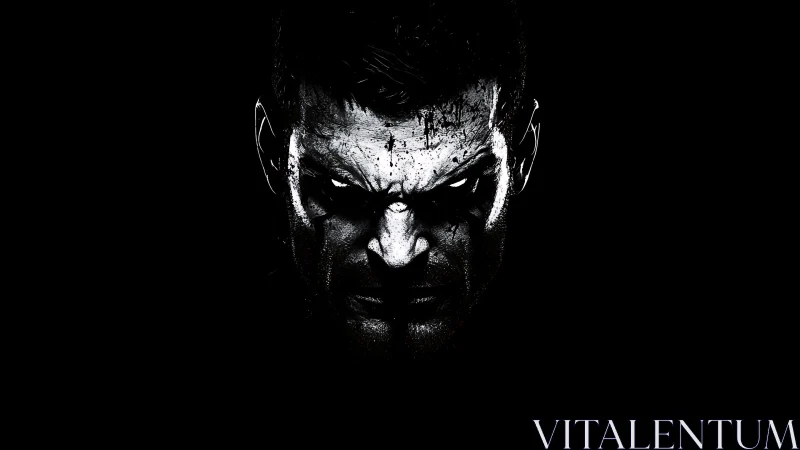 Shadow-drenched warrior stares ahead with fierce resolve