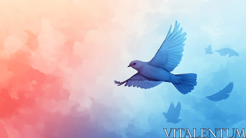 Graceful Bluebird Soaring Through Dreamy Skies.