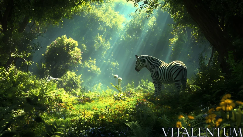 Sunbeams sketch silent stripes in a hidden forest clearing