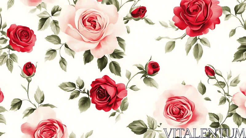 Crimson Garden Romance: Watercolor Roses Dance.