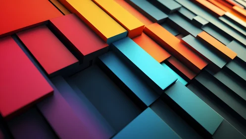 Abstract geometric blocks in vibrant colors, modern digital art style.