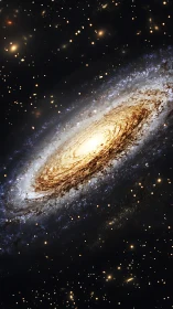 Spiral galaxy rendered with dense star field and bright core