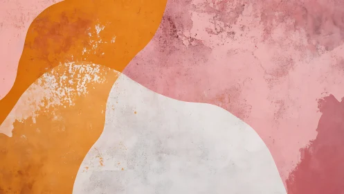 Textured abstract wall mural with layered pastel paint fields