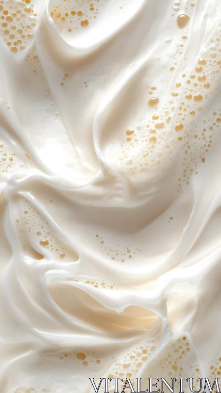 Macro fluid dynamics of aerated cream surface microstructures.